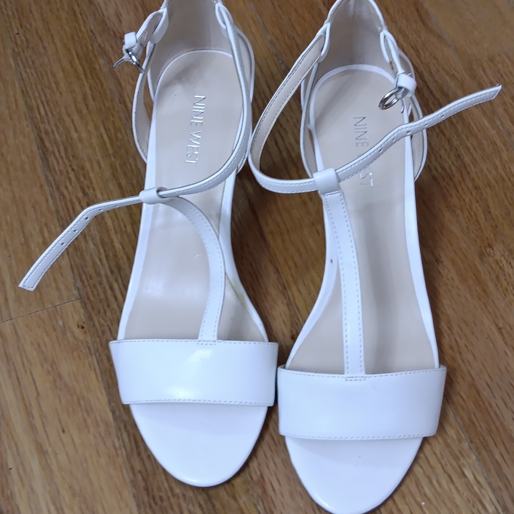 Nine West  White T Strap Shoes